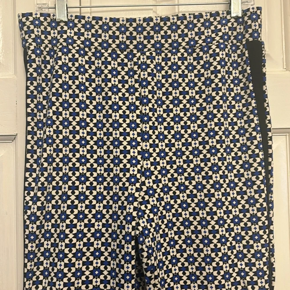 Maeve Blue and White Patterned Flare Pants - Picture 3 of 11